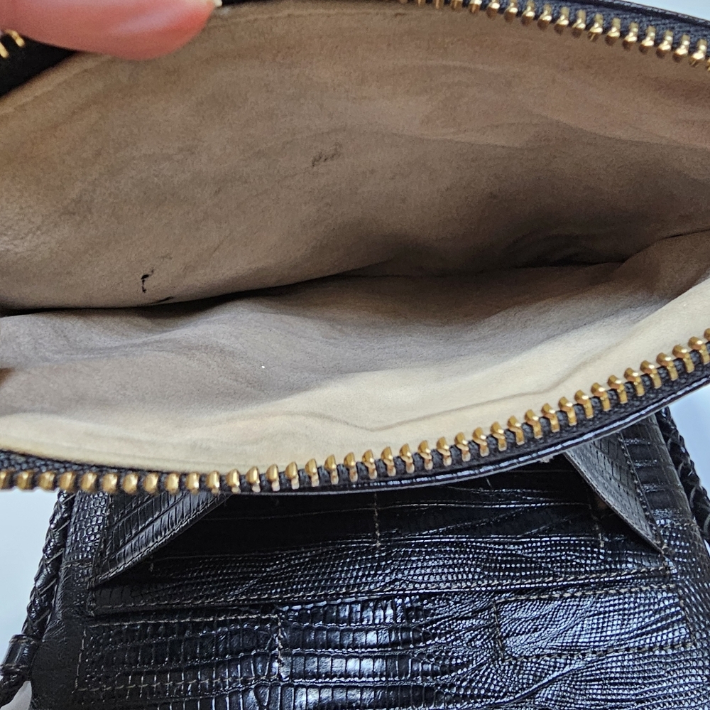 Brahmin Vintage Style Mojito Reptile Print Black Leather Organizer Crossbody - Picture 11 of 16